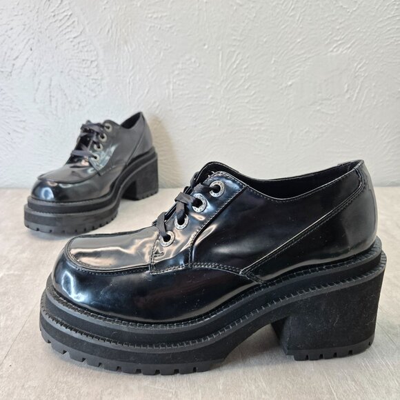 UNIF Shoes - UNiF Platform Loafers Chunky Y2K Grunge Retro Lug Lace Up Oxford Shoes Size 9